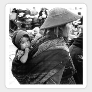 Vintage photo of Peruvian Woman with Baby Sticker